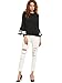 MakeMeChic Women's Elegant Bell Sleeve Striped High Low Blouse Shirt Top Black L