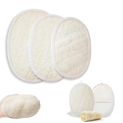 Natural Loofah Exfoliating Sponge, Made with Natural Shower Loofah Sponge, Loofah Sponge Different Size for Women and Men and Kids, for Face and Body That Gets You Clean - 3 Count (1 Pack)