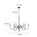 LALUZ Farmhouse Chandelier, French Country Chandelier for Dining Room, White Distressed Wood, 37” L x 28” H