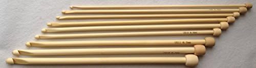 Crochet Hooks 12" in length 1 Set of 9 Pcs Bamboo Afghan Tunisian Crochet Hooks Knitting Needles Hands Craft Different Size G-N (4mm -10mm)
