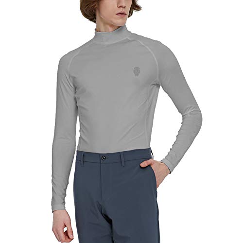 Boys Fleece Thermal Mock Neck Long Sleeve Running Shirt Workout Tops Gray M