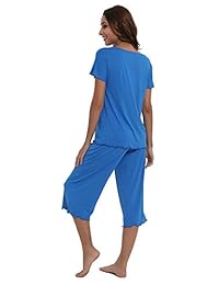 NEIWAI pijama de manga corta de bambú para dormir pantalones capri para dama S-4X
