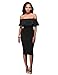 Women Sexy Off The Shoulder Ruffle Slim Fit Bodycon Cocktail Party Midi Dress Black L