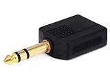 Monoprice 6.35mm (1/4 Inch) Stereo Plug to 2 x 6.35mm (1/4 Inch) Stereo Jack Splitter Adaptor - Gold Plated