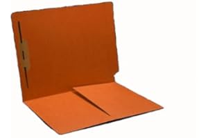 COLORTRIEVE Orange Folders - 1 Top Fastener, 1/2 Pocket, End Tab, Box of 50