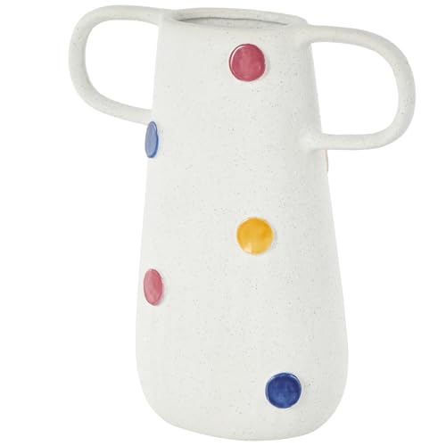 Deco 79 Ceramic Decorative Vase Round Centerpiece Vase with Multicolor Spots an…