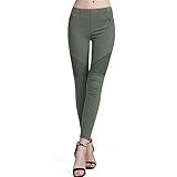 BITLIVE Women's Comfy Stretch Ankle Zip Moto Skinny Pants