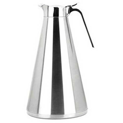 Click Here to See More Images QIN.J.FANG European All-Steel Vacuum Insulation Pot Flat Head, Double-Layer European Vacuum Coffee Pot,1L