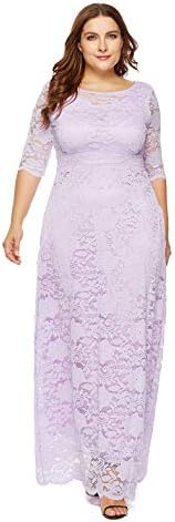 Selenaly Women's Retro Floral Lace Vintage Wedding Maxi Bridesmaid Long Dress