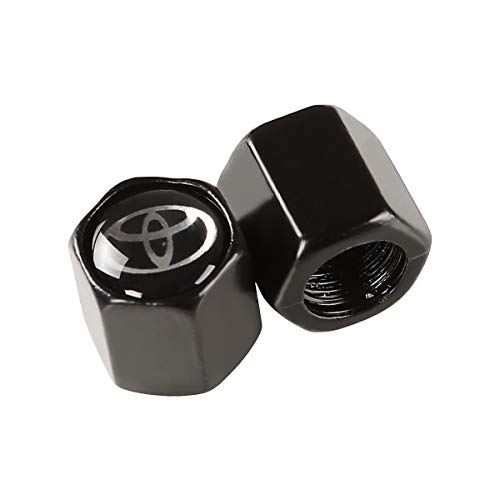 ORFORD Car Wheel Tire Valve Caps, Valve Stem Air Caps Keychain Combo Set Styling for Toyota, Black