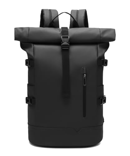 GYakeog Rolltop Backpack Waterproof for Men and Women 33L Large Bicycle Backpack 15 Inch Laptop Backpack Lightweight Perfect for Work School Travel and Outdoor Activities Black
