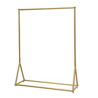 FURVOKIA Modern Simple Heavy Duty Metal Rolling Garment Rack with Wheel,Retail Display Clothing Rack,Wrought Iron Single Rod Floor-Standing Hangers Clothes Shelves (Gold Round Tube, 47.2 L)