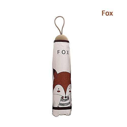 ToiM Cute Cartoon Umbrella Double Layer Telescopic Umbrella Folding Umbrella Sunshine Shading and Rainproof Umbrella Anti-UV Sun Rain Umbrella Sunshade (Fox)