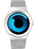 SINOBI Stylish Men's Watches Blue Women's Quartz Wrist Watch with Unique Design and Silver Stainless Steel Milanese Mesh Band