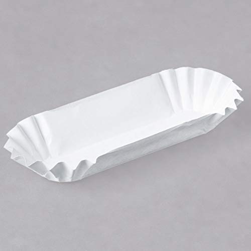 750 Paper Hot Dog Trays | White Hot Dog Wrappers | 8 Inch Hotdog Tray Holders | Fluted Hotdog Boats | Sturdy Hotdog Wrappers