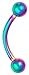 16g 8mm Daith Earring, Eyebrow Ring and Rook Piercing Jewelry, Rainbow Titanium IP Plated Barbell