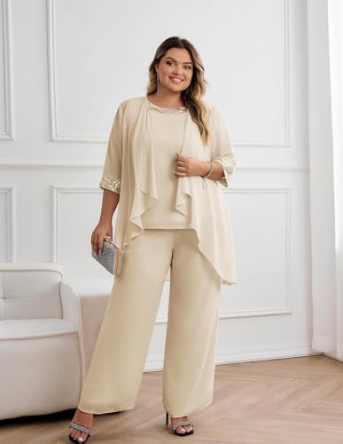 Hanna Nikole 3 Piece Chiffon Mother of the Bride Wedding Guest Formal Dresses Set with Jacket