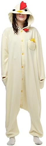 Laidisi Novelty Costumes Pyjamas Unisex Adult One-Pieces Cosplay Jumpsuit White Chicken M