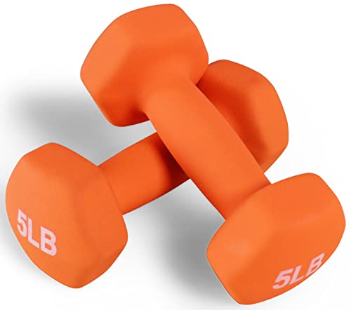 Fitvids Pesos de mĂŁo para halteres de neoprene, antiderrapante, antiderrapante, formato hexagonal, colorido, 2,3 kg, par