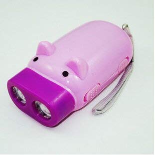 Lovely Pig Flashlight Hand Pressure，Flashlight for Kids Cute Mini Pig Camping emergency light Immediate Light for Emergency, Campfire Green Energy No Battery 3 Pack