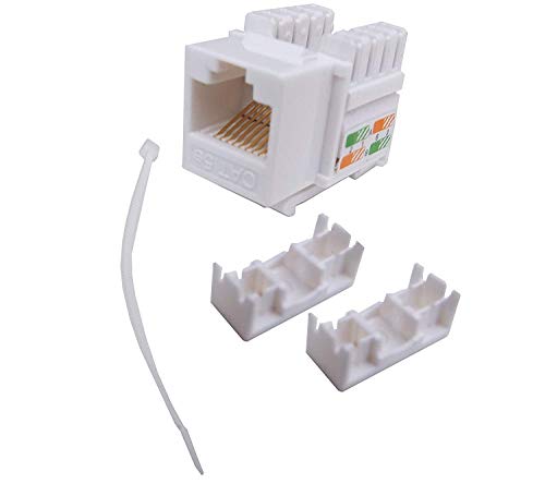 CNAweb Cat5e RJ45 Modular Keystone Jack, 110 Style, White - Box of 100