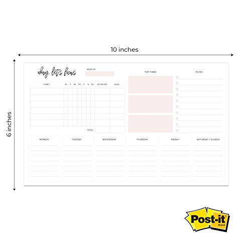 Weekly Planner Sticky Notepad / 10" x 6" Habit Tracker Repositionable Desk Pad/Motivational