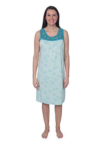 Active Club Women's Sleep Dress Sleeveless Nightgown, Mint/X-Large