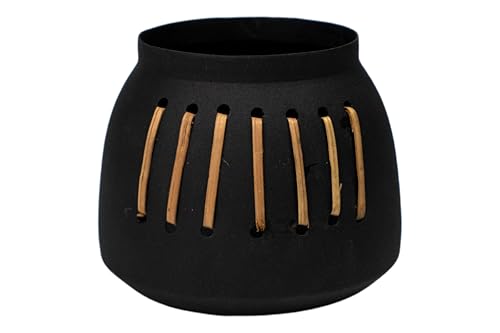 MACETA METAL NEGRO C/MIMBRE