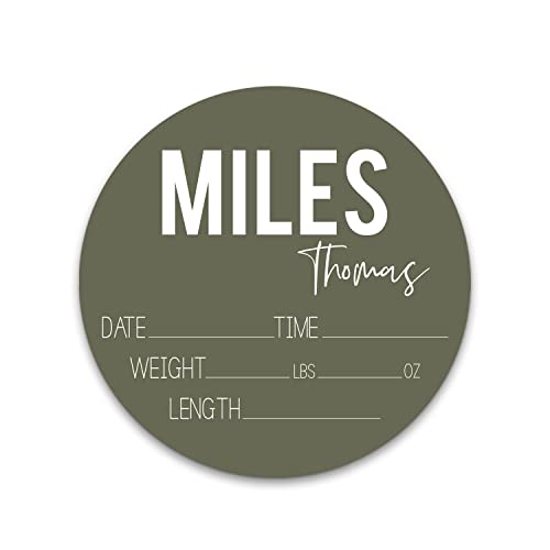 Birth Stat Sign Personalized for Newborn Baby | Solid Color Options | Crib & Nursery Decor, Photography Prop, Baby Shower Gifts, Gender Reveal, Pregnancy Announcement, Hickory Hollow Designs (Green)