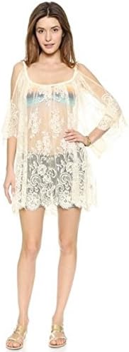 Aimerfeel Women's Embroidered Floral Lace Crochet Mini Dress Cover up Skirt Bralet Vest top, Black or White, L-XL