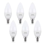 Candelabra LED Bulbs 60Watts, Ambimall 6 Watt E12 Base Daylight White 5000K 600Lumens, Chandelier Light Non-Dimmable for Ceiling Fan(6 Pack)