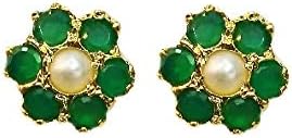 Vinayak real pearls with gems sober Cluster earring