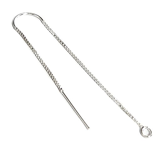 4 pcs .925 Sterling Silver Ear Wire Thread With Bridge & Jump Ring Earwires 3'' Dangle Earring Connector/Findings/Bright