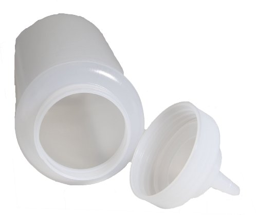 SET of 3, 32 Oz. (Ounce) Large Clear Squeeze Bottle, Condiment Squeeze Bottle, Open-tip, Wide Screw-on Spout, Polyethylene Durable Plastic, Diner Style.