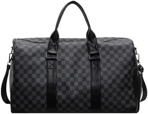 Amazon.com | Leather Travel Duffle Bag for Men, Woven Carry On Weekender Overnight  Bags for Business Sports Gym (Black) | Travel Duffels