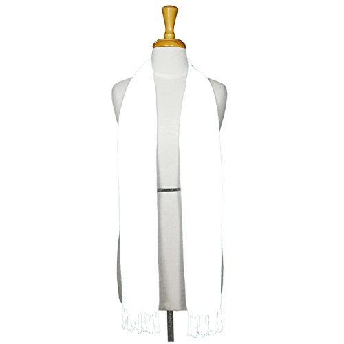1WS Womens Solid Color Universal Scarf with Infinity Ring in White