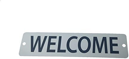 Welcome Metal Sign - Etched Stainless Steel - with screws and magnetic - 5.7 x 1.5 inches