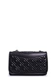 Tory Burch Leather Crossbody Bag BLACK Fleming Double Pocket Chain