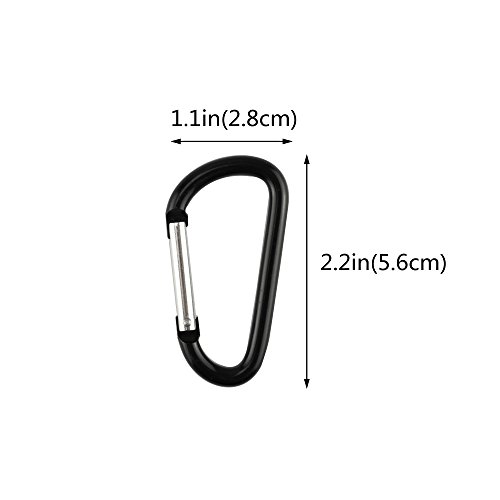 Swatom Aluminum Alloy Carabiner Clip 2.2 Inches Carabiners Spring Snap Hook Keyring for Traveling Hiking Camping Keychains Outdoor Accessories Black (10 Pcs)