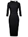 MUXXN Party Dresses for Women Classy Elegant 50s Prom 3/4 Sleeves Bodycon Midi Back Split Pencil Dress Black M
