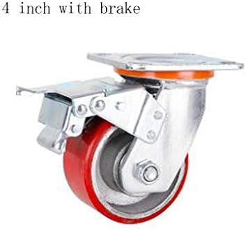 4インチの鉄芯ポリウレタンユニバーサルホイールブレーキキャスター手押しカート 新色追加 Color Two Packs 4 Brake サイズ Universal Inch