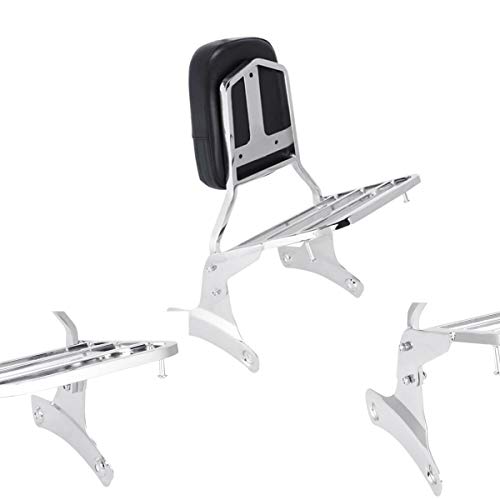 Mingting Detachable Chrome Sissy Bar Backrest Luggage Rack for Honda Shadow VT400/VT750 1998-2003