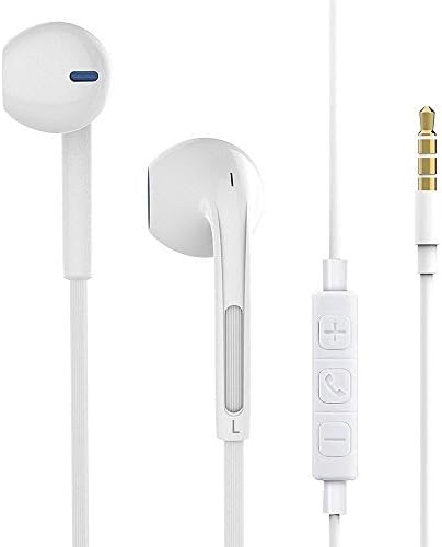 Wired Earphones,Earbuds In-ear Noise-isolating Sport Headphones with Mic & Volume Control Noise Cancelling Light Weight 3.5mm Jack (White)