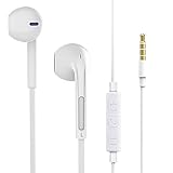 Wired Earphones,Earbuds In-ear Noise-isolating Sport Headphones with Mic & Volume Control Noise Cancelling Light Weight 3.5mm Jack (White)