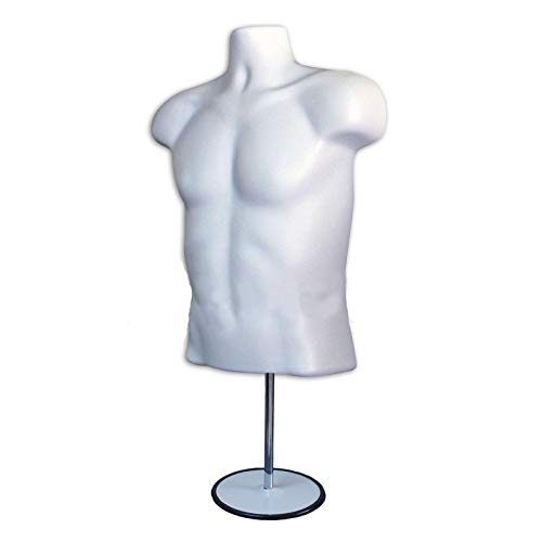 2 Pack Male Mannequin Torso with Stand Dress Form Tshirt Display