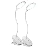 Miday Clip on Lamp,Battery Powered Reading Lamp,Clip on Light for Bed Clip on Battery Light with 3 Brightness Level,USB Rechargeable, Reading Lamp