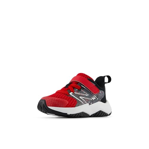 New Balance Kid's Rave Run V2 Hook & Loop Running Shoe, Team Red/Black/Black Ce…