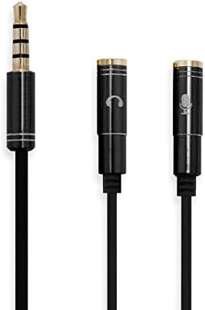 Conwork Headset Splitter Separate Headphone And Microphone Plugs 3.5mm Stereo Audio Male to 2 Female Mic Y Splitter Cable Adapter - 12-inch