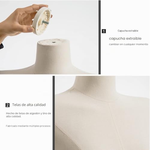 QJSZMEI Ladies Bust Mannequin, Adjustable Height Mannequin Sewing Woman with Metal Base Rectangle, Female Torso Mannequin for Showcase Display (Color : White, Size : A)
