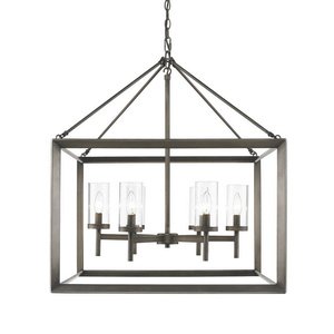 Golden Lighting 2073-6 GMT Chandelier with Clear Glass Shades, Gunmetal Bronze Finish